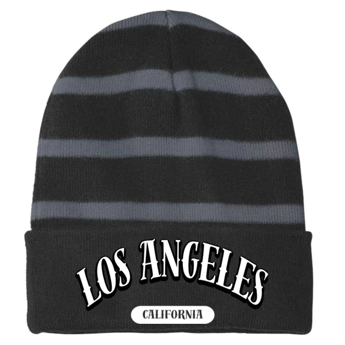 Funny Los Angeles California Gift Striped Beanie with Solid Band