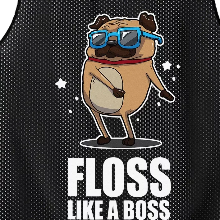 Floss Like A Boss Pug Floss Dance Dog Mesh Reversible Basketball Jersey Tank