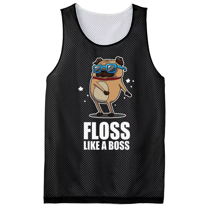 Floss Like A Boss Pug Floss Dance Dog Mesh Reversible Basketball Jersey Tank