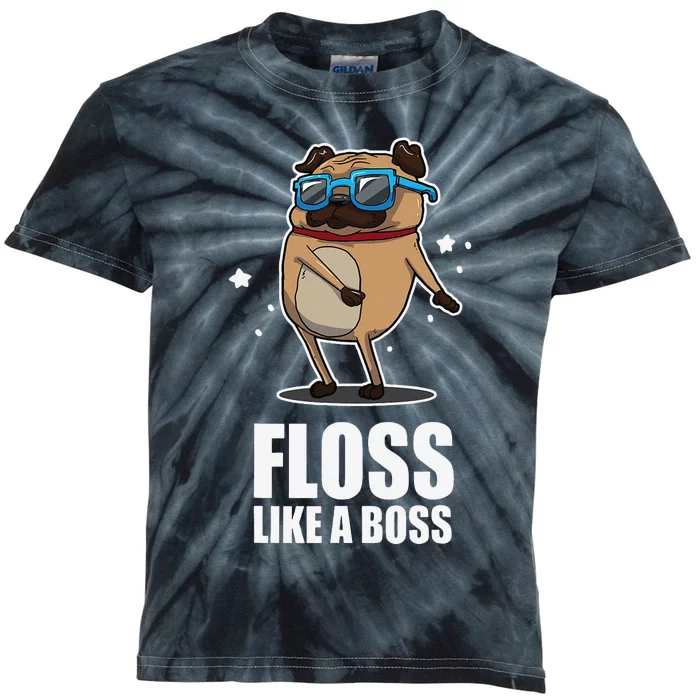 Floss Like A Boss Pug Floss Dance Dog Kids Tie-Dye T-Shirt