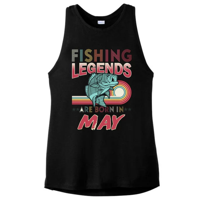 Fishing Legends Are Born In May Ladies Tri-Blend Wicking Tank