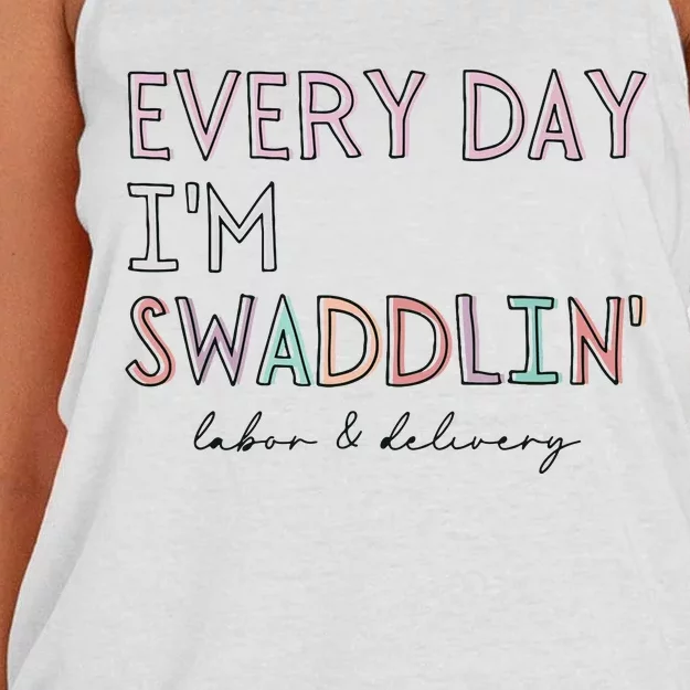 Funny Labor And Delivery LD Nurse Every Day Im Swaddlin Women's Knotted Racerback Tank