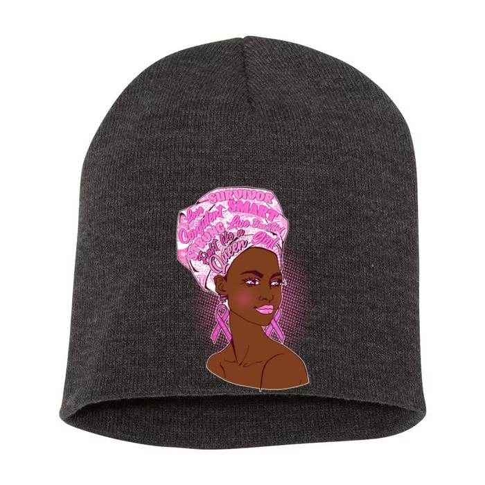 Fight Like A Queen Breast Cancer Awareness Short Acrylic Beanie