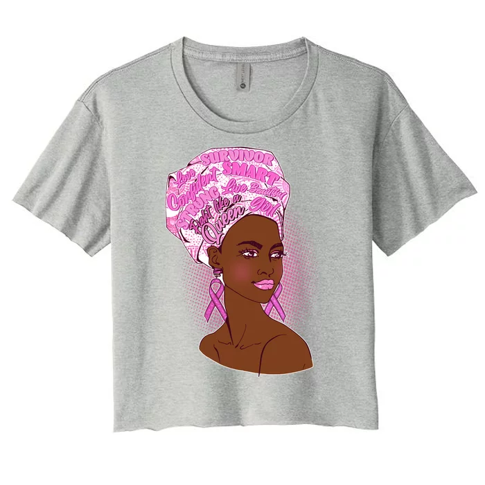 Fight Like A Queen Breast Cancer Awareness Women's Crop Top Tee