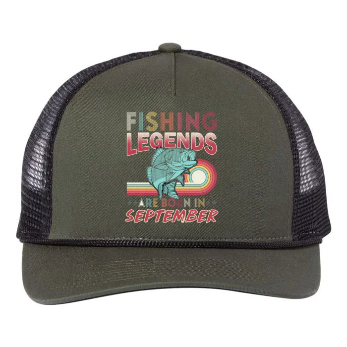 Fishing Legends Are Born In September Retro Rope Trucker Hat Cap