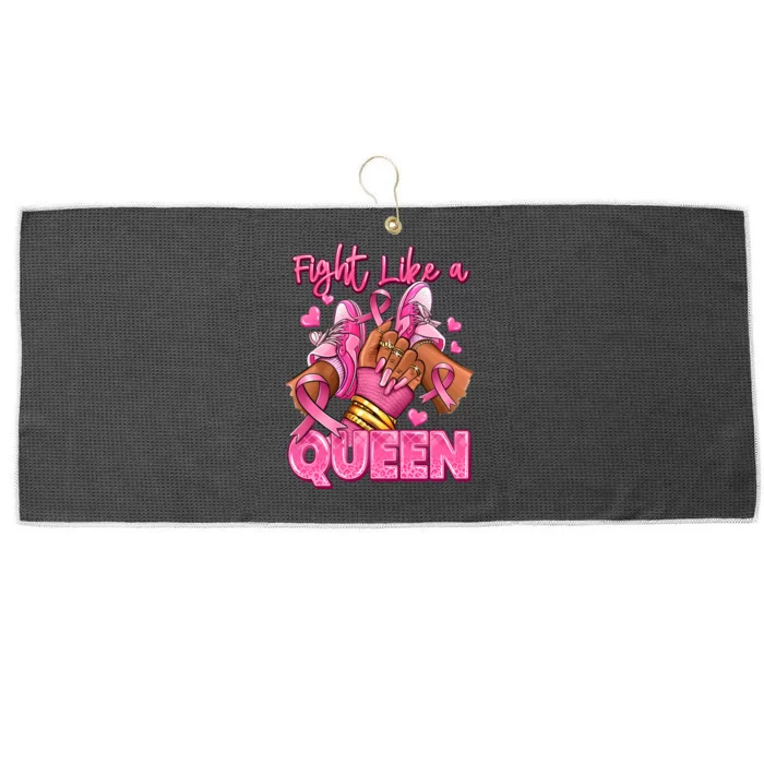 Fight Like A Queen Breast Cancer Support Awareness Large Microfiber Waffle Golf Towel