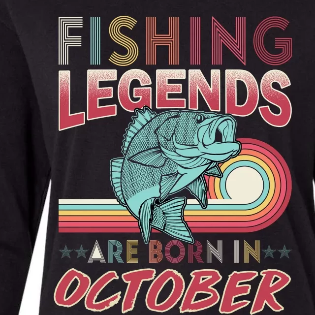 Fishing Legends Are Born In October Womens Cotton Relaxed Long Sleeve T-Shirt