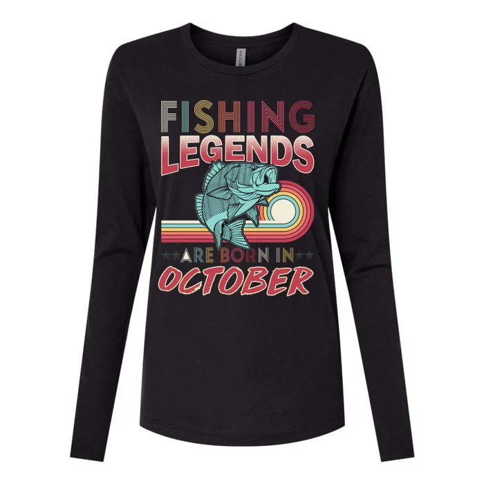 Fishing Legends Are Born In October Womens Cotton Relaxed Long Sleeve T-Shirt