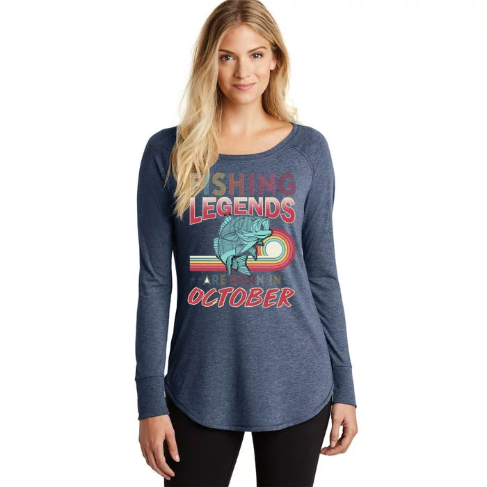 Fishing Legends Are Born In October Women's Perfect Tri Tunic Long Sleeve Shirt