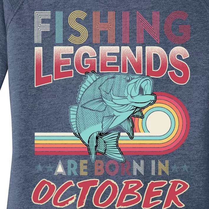 Fishing Legends Are Born In October Women's Perfect Tri Tunic Long Sleeve Shirt