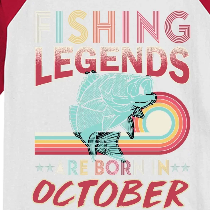 Fishing Legends Are Born In October Kids Colorblock Raglan Jersey