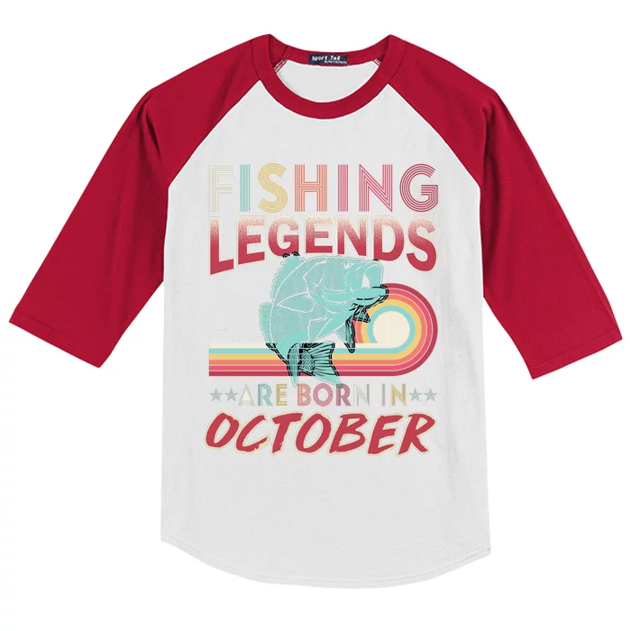 Fishing Legends Are Born In October Kids Colorblock Raglan Jersey