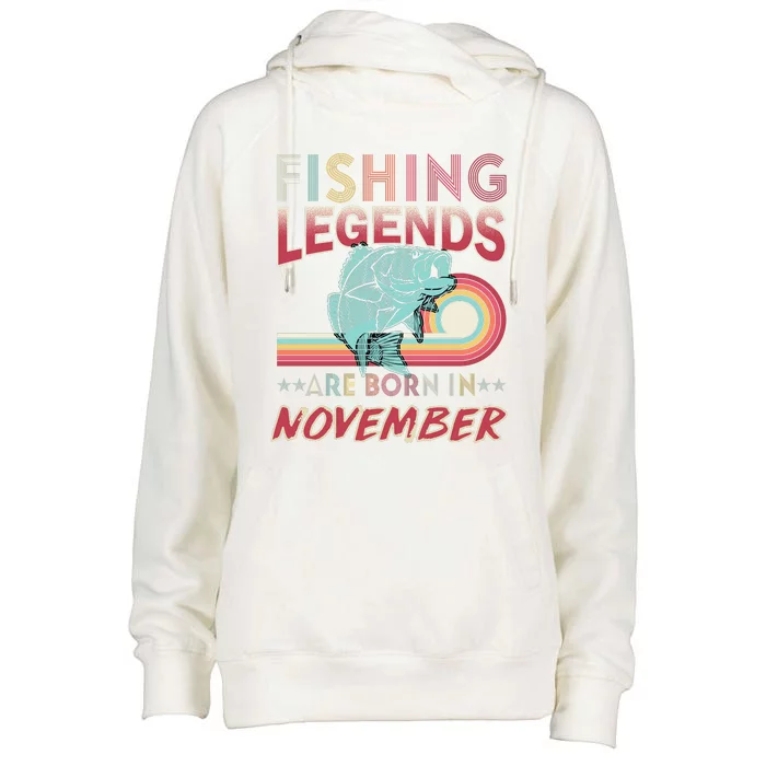 Fishing Legends Are Born In November Womens Funnel Neck Pullover Hood