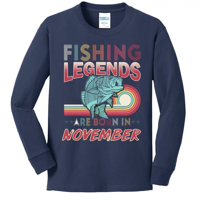 Fishing Legends Are Born In November Kids Long Sleeve Shirt