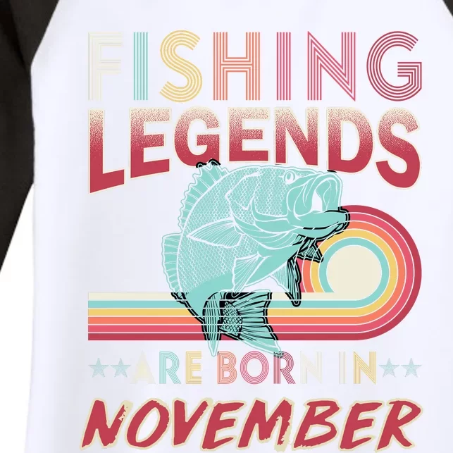 Fishing Legends Are Born In November Women's Tri-Blend 3/4-Sleeve Raglan Shirt