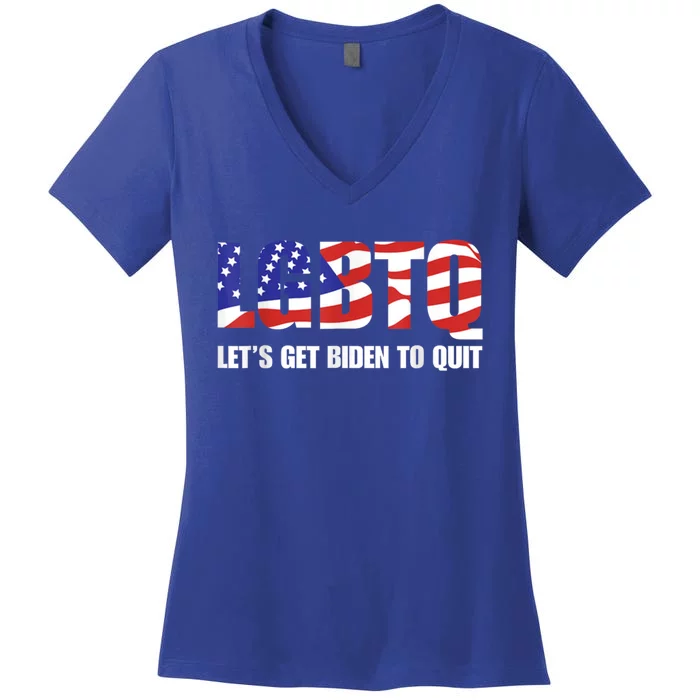 Funny Lgbtq Anti Biden LetS Get Biden To Quite Cool Gift Women's V-Neck T-Shirt