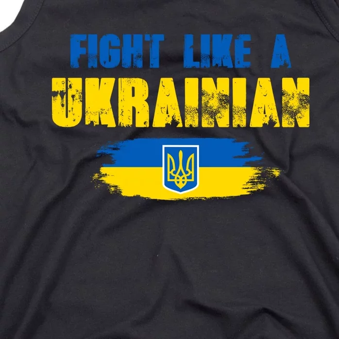 Fight Like A Ukrainian I Stand With Ukraine Support Trident Flag Tank Top