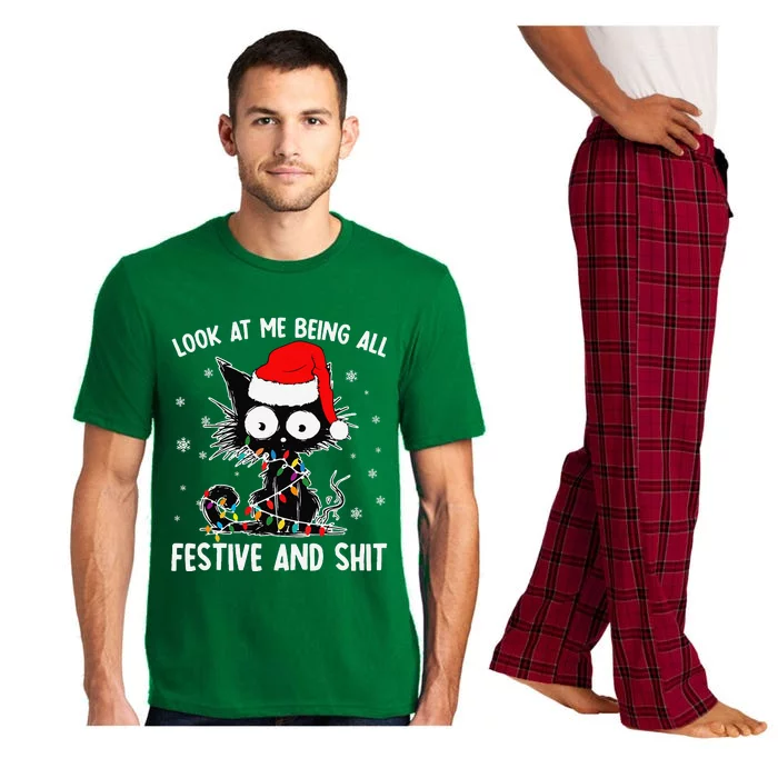 Funny Look At Me Being All Festive And Shits Cat Christmas Pajama Set