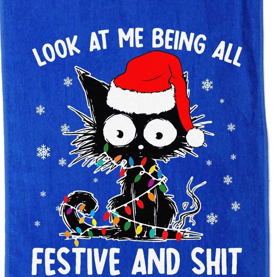 Funny Look At Me Being All Festive And Shits Cat Christmas Platinum Collection Golf Towel