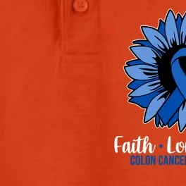 Faith Love And Hope Colon Cancer Awareness Sunflower Dry Zone Grid Performance Polo