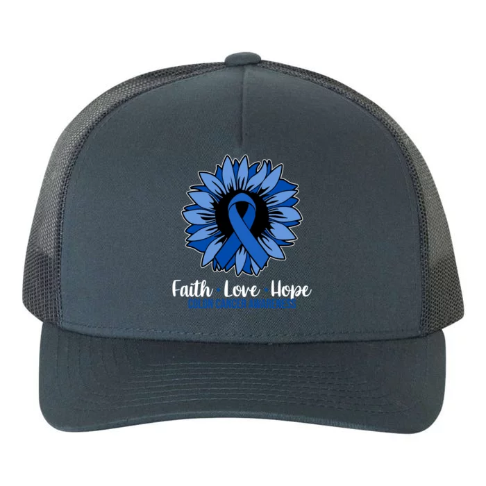 Faith Love And Hope Colon Cancer Awareness Sunflower Yupoong Adult 5-Panel Trucker Hat