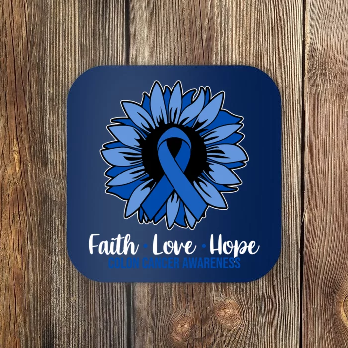 Faith Love And Hope Colon Cancer Awareness Sunflower Coaster