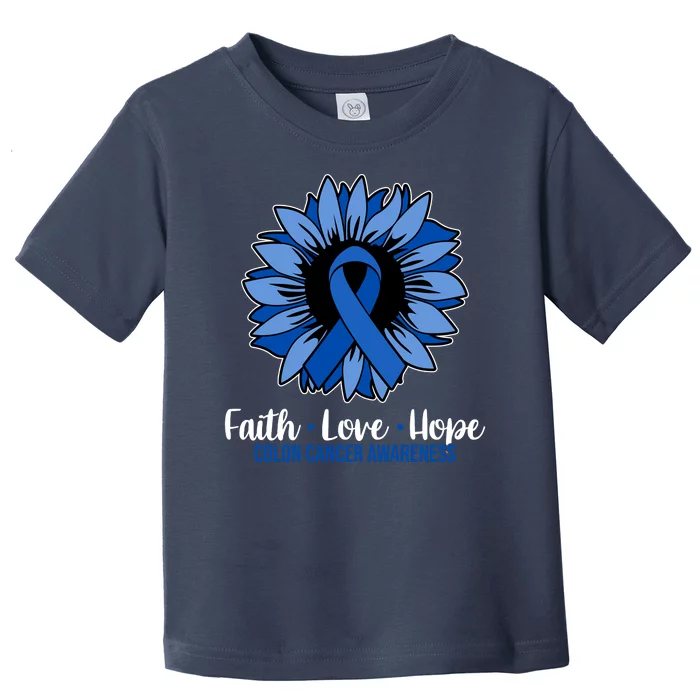 Faith Love And Hope Colon Cancer Awareness Sunflower Toddler T-Shirt