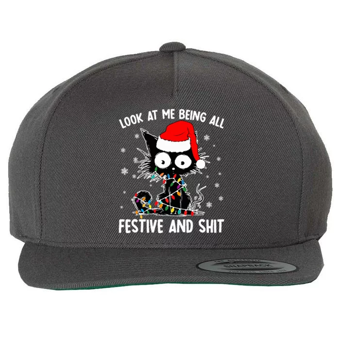 Funny Look At Me Being All Festive And Shits Cat Christmas Wool Snapback Cap