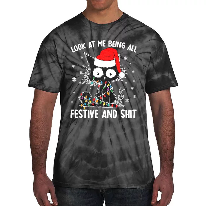 Funny Look At Me Being All Festive And Shits Cat Christmas Tie-Dye T-Shirt