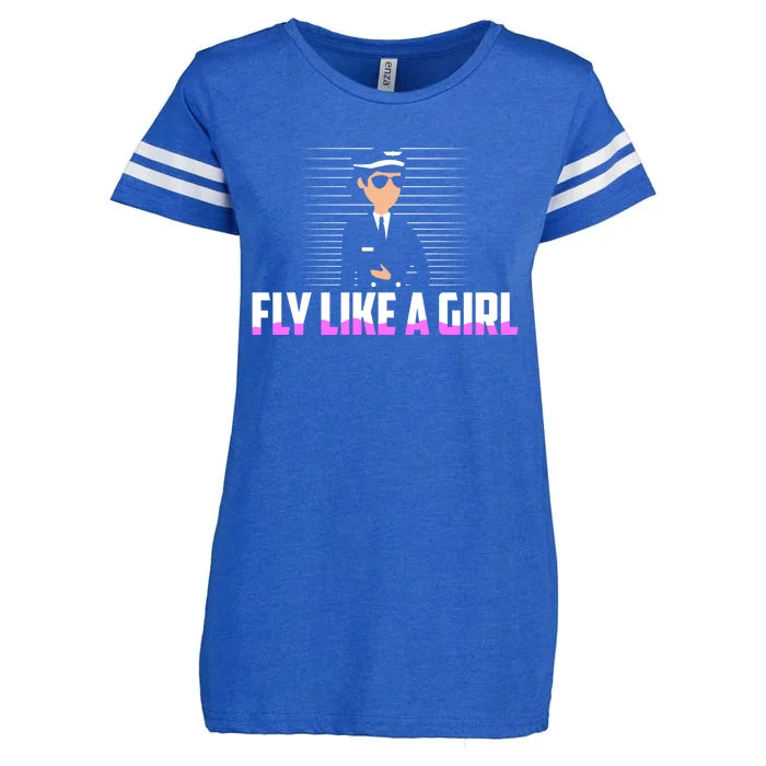 Fly Like A Airline Pilot Aviation Great Gift Enza Ladies Jersey Football T-Shirt