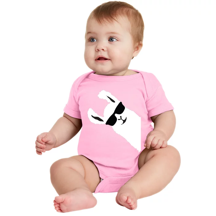 Funny Llama Alpaca With Sunglasses Baby Bodysuit