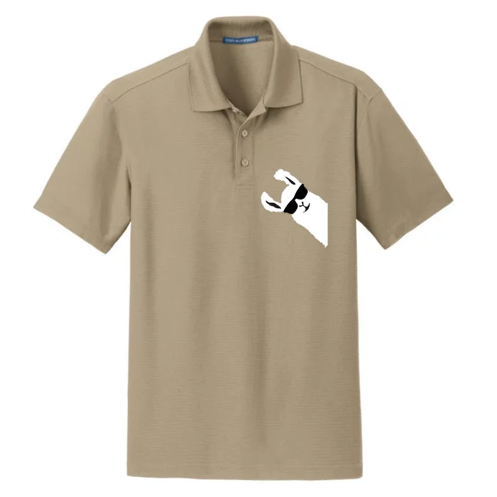 Funny Llama Alpaca With Sunglasses Dry Zone Grid Performance Polo