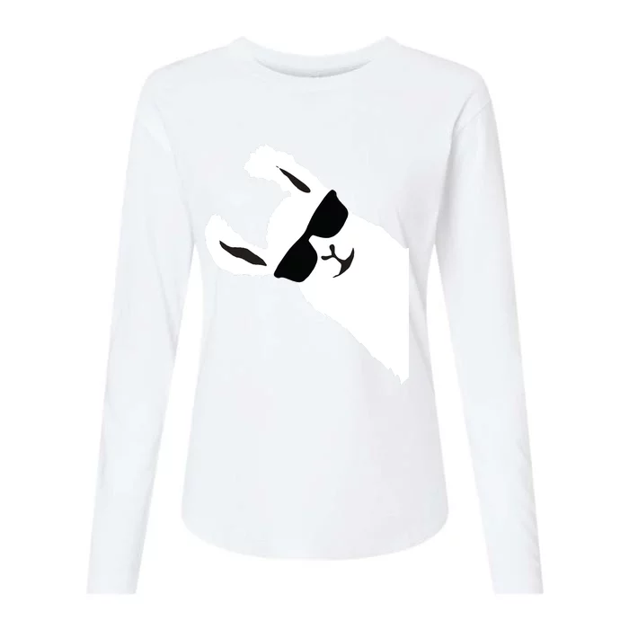 Funny Llama Alpaca With Sunglasses Womens Cotton Relaxed Long Sleeve T-Shirt