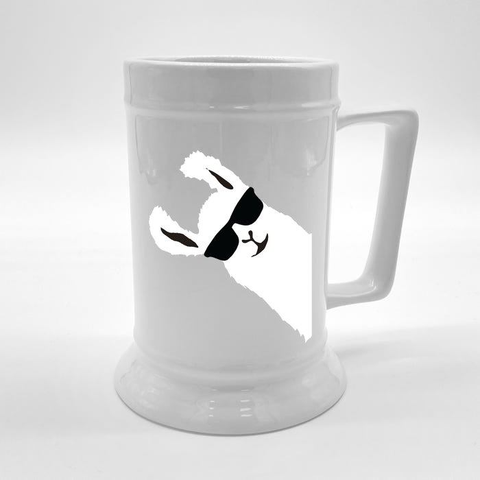 Funny Llama Alpaca With Sunglasses Front & Back Beer Stein