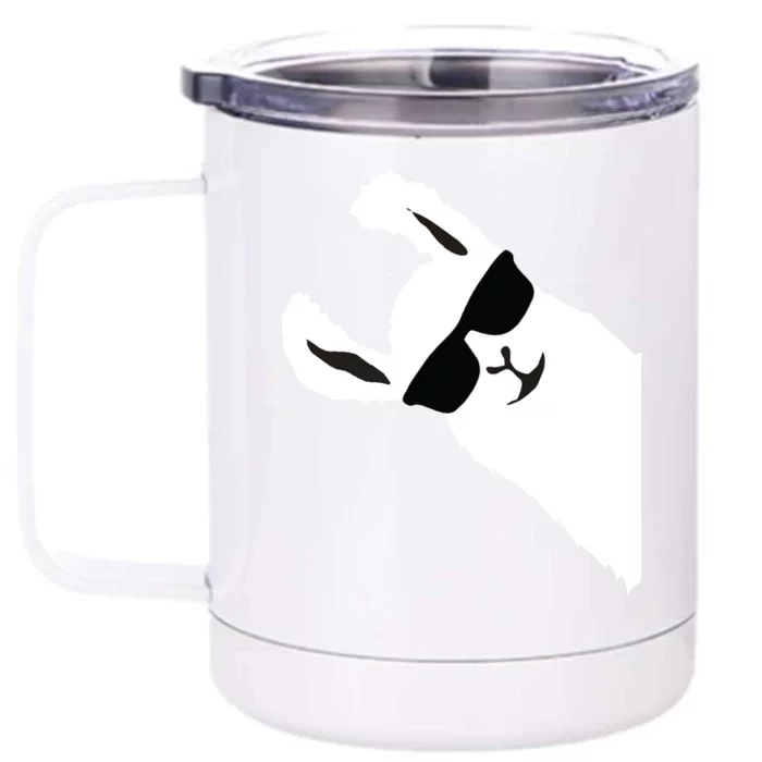 Funny Llama Alpaca With Sunglasses Front & Back 12oz Stainless Steel Tumbler Cup