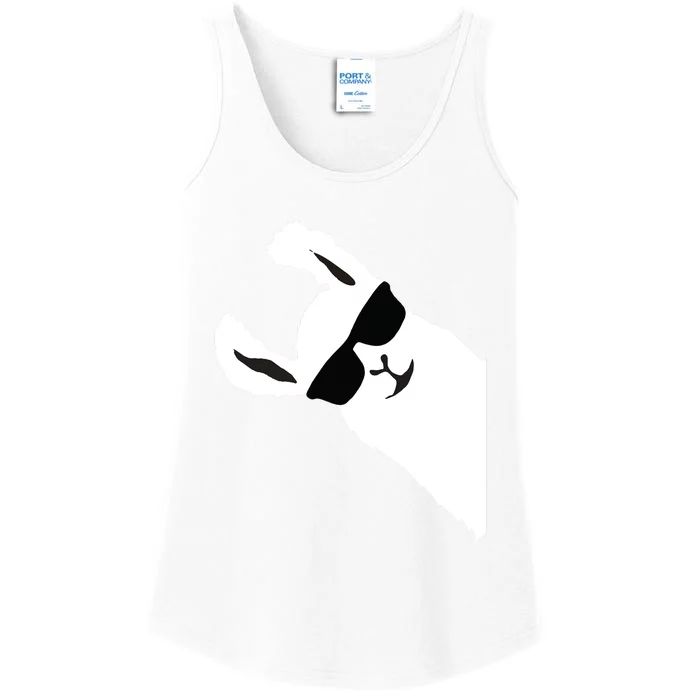 Funny Llama Alpaca With Sunglasses Ladies Essential Tank