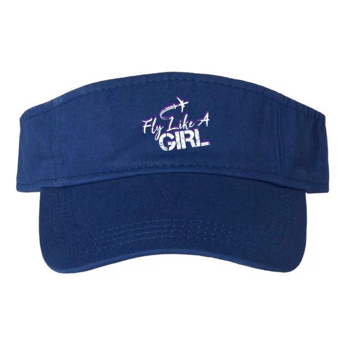 Fly Like A Female Pilot Flying Meaningful Gift Valucap Bio-Washed Visor