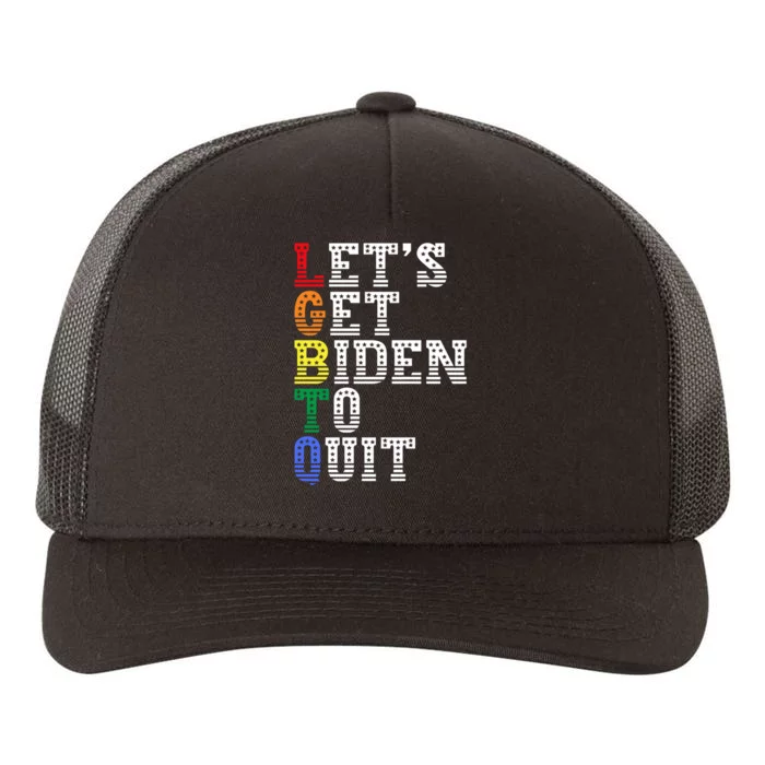 Funny LGBTQ Anti Biden Lets Get Biden To Quite Yupoong Adult 5-Panel Trucker Hat