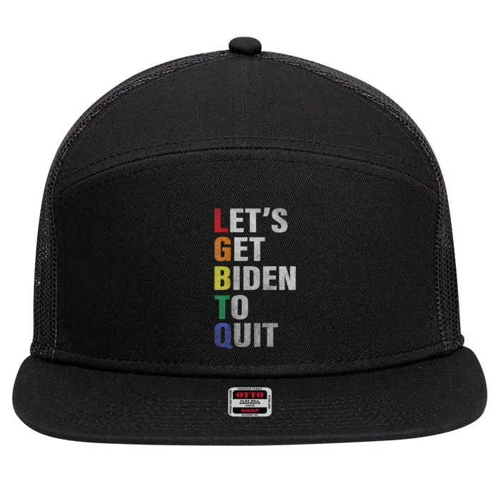 Funny LGBTQ Anti Biden Lets Get Biden To Quite 7 Panel Mesh Trucker Snapback Hat