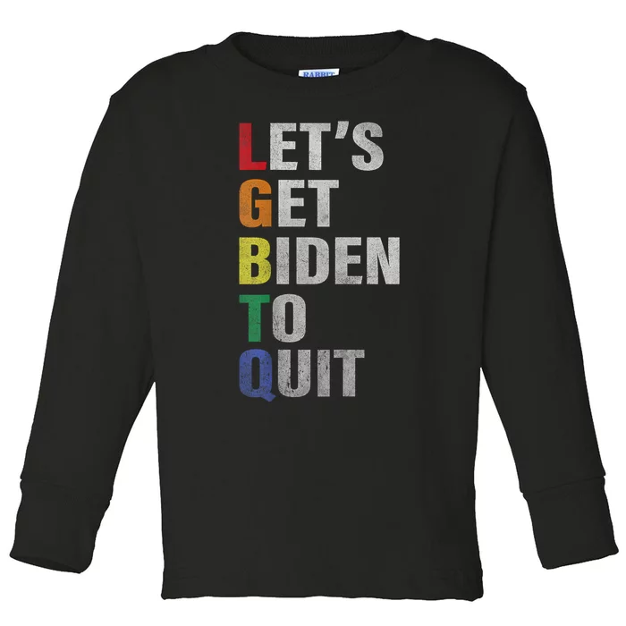 Funny LGBTQ Anti Biden Lets Get Biden To Quite Toddler Long Sleeve Shirt