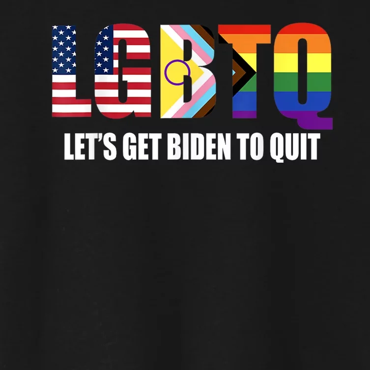 Funny LGBTQ Anti Biden Lets Get Biden To Quite Women's Crop Top Tee