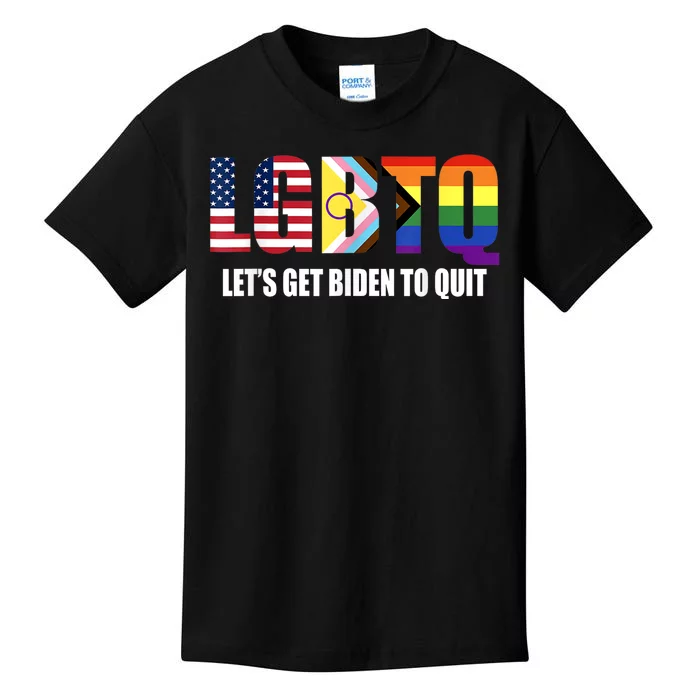 Funny LGBTQ Anti Biden Lets Get Biden To Quite Kids T-Shirt