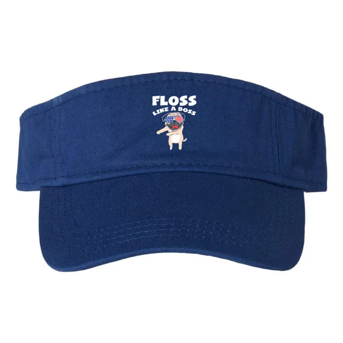 Floss Like A Boss Pug Dog Usa Dance 4th Of July Party Gift Valucap Bio-Washed Visor