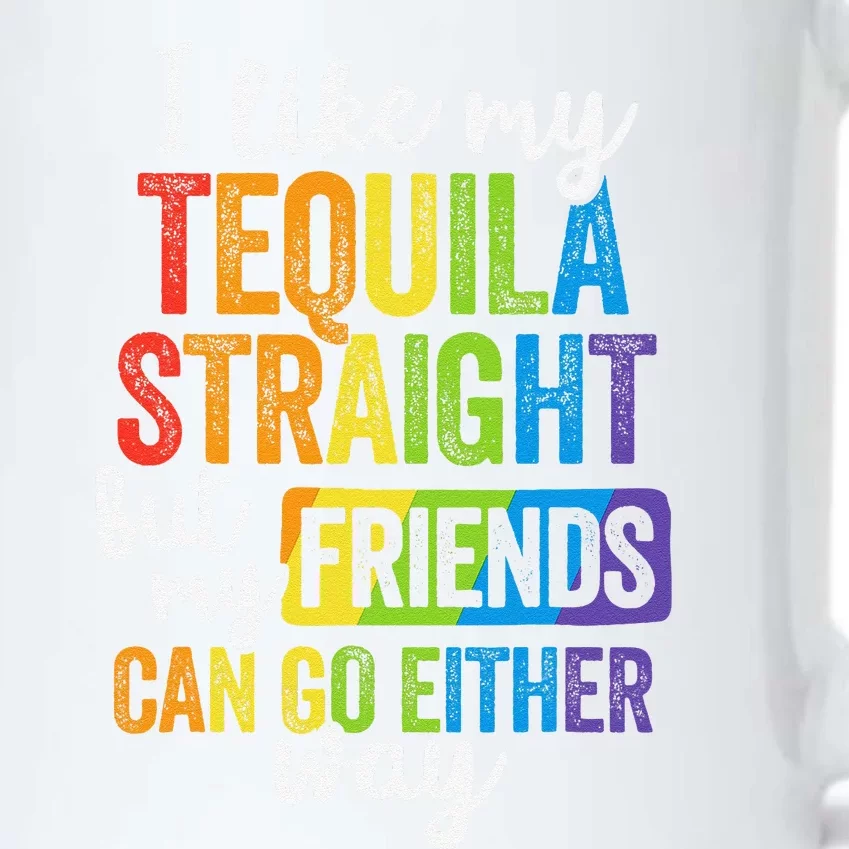 Funny Lgbt Ally Gift Tequila Straight Friends Go Either Way Black Color Changing Mug