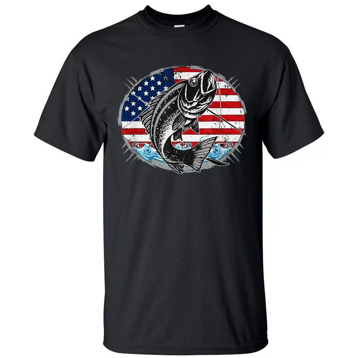 Fishing Lovers + American Flag Tall T-Shirt