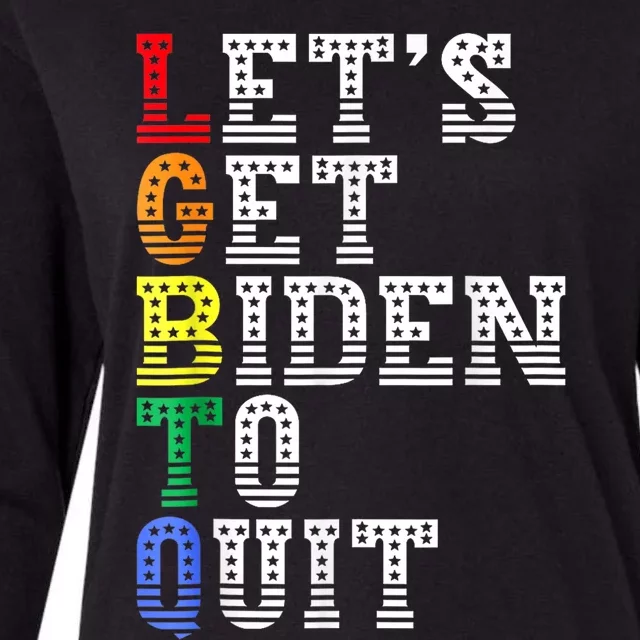 Funny LGBTQ Anti Biden Lets Get Biden To Quite Womens Cotton Relaxed Long Sleeve T-Shirt