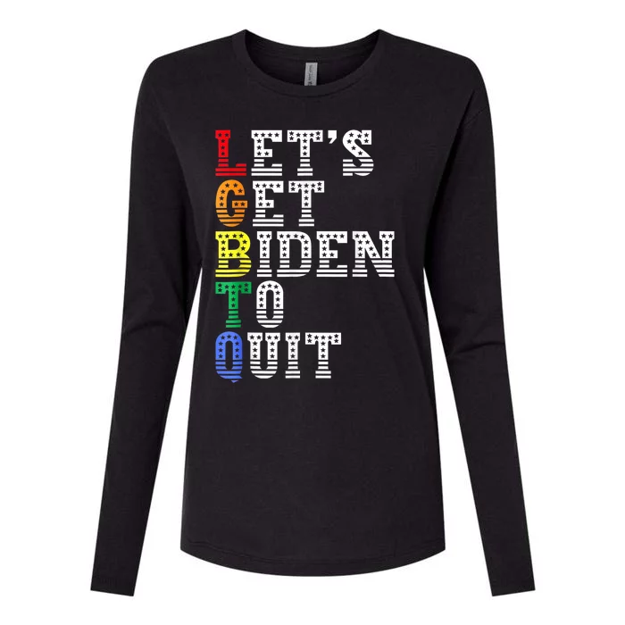 Funny LGBTQ Anti Biden Lets Get Biden To Quite Womens Cotton Relaxed Long Sleeve T-Shirt