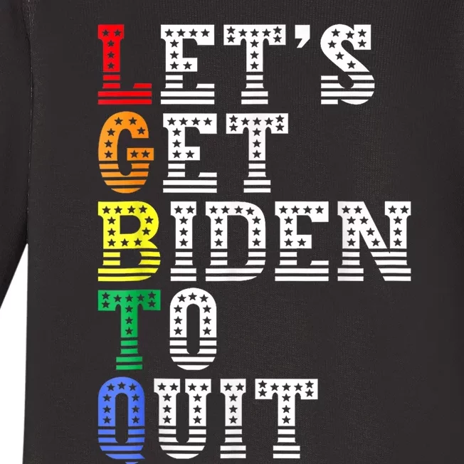 Funny LGBTQ Anti Biden Lets Get Biden To Quite Baby Long Sleeve Bodysuit