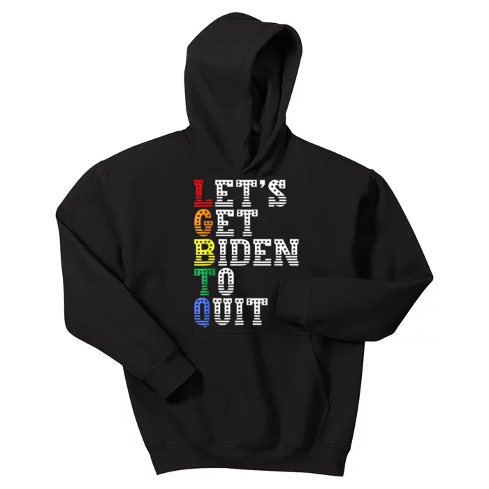 Funny LGBTQ Anti Biden Lets Get Biden To Quite Kids Hoodie