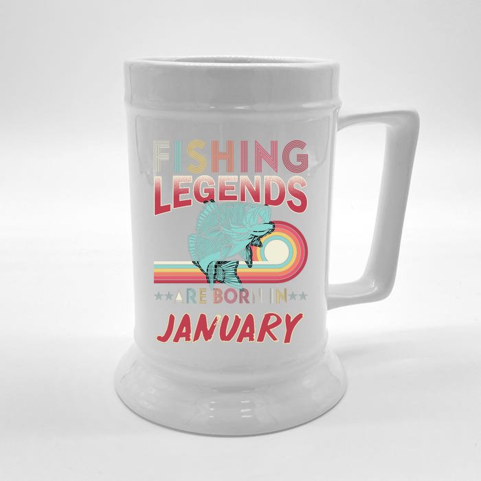 Fishing Legends Are Born In January Front & Back Beer Stein